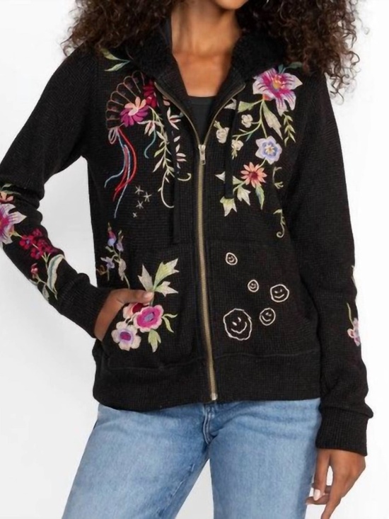 Johnny Was Tops - JOHNNY WAS METALLIC THERMAL ZIP UP HOODIE COLETTE